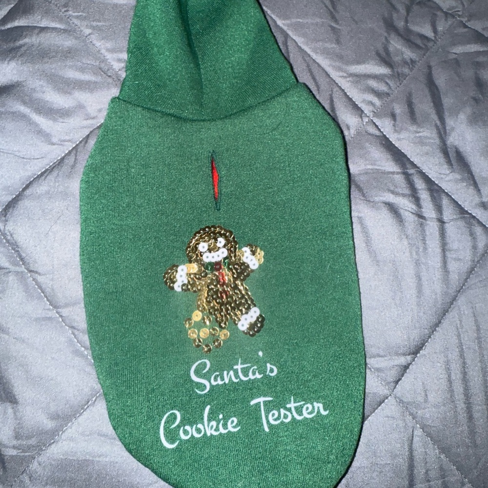 Green Santa's Cookie Tester Dog Hoodie